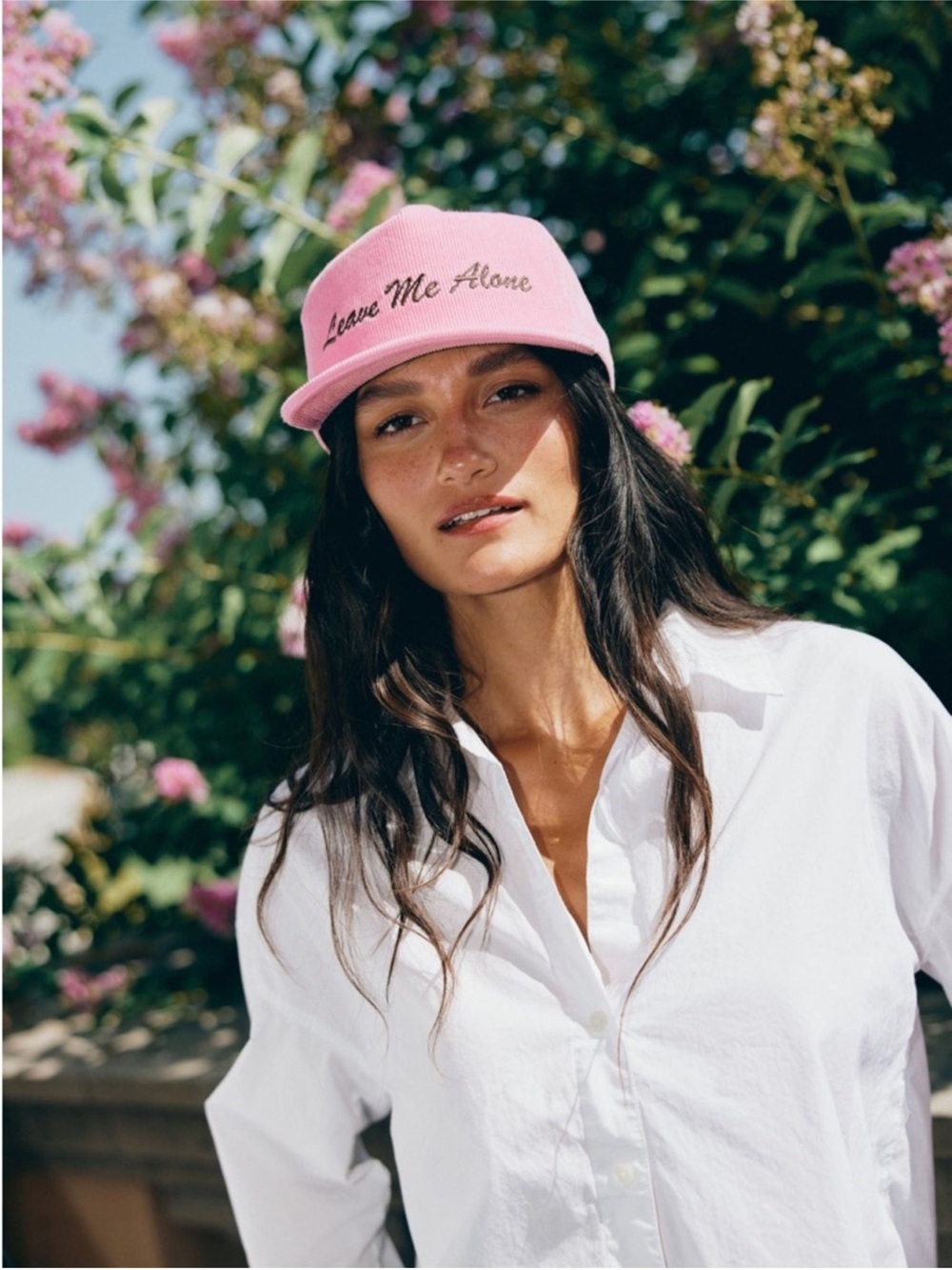 Daydreamer Leave Me Alone Pink Corduroy Pink Dad Embroidered Baseball Hat NEW